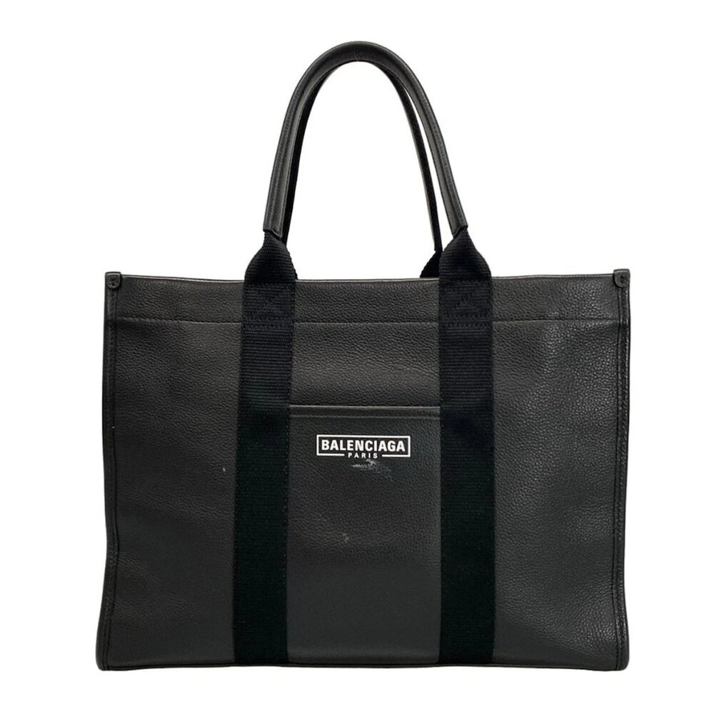 BALENCIAGA Hardware Tote Bag 671400 Black Canvas Leather - Tote Bag